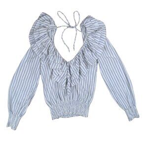 Never Fully Dressed Plunging Frill Blouse XS